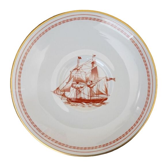 Spode Trade Winds Cup Saucer Red Gold England Fine Stone W128 Design C 1805 - Picture 3 of 11